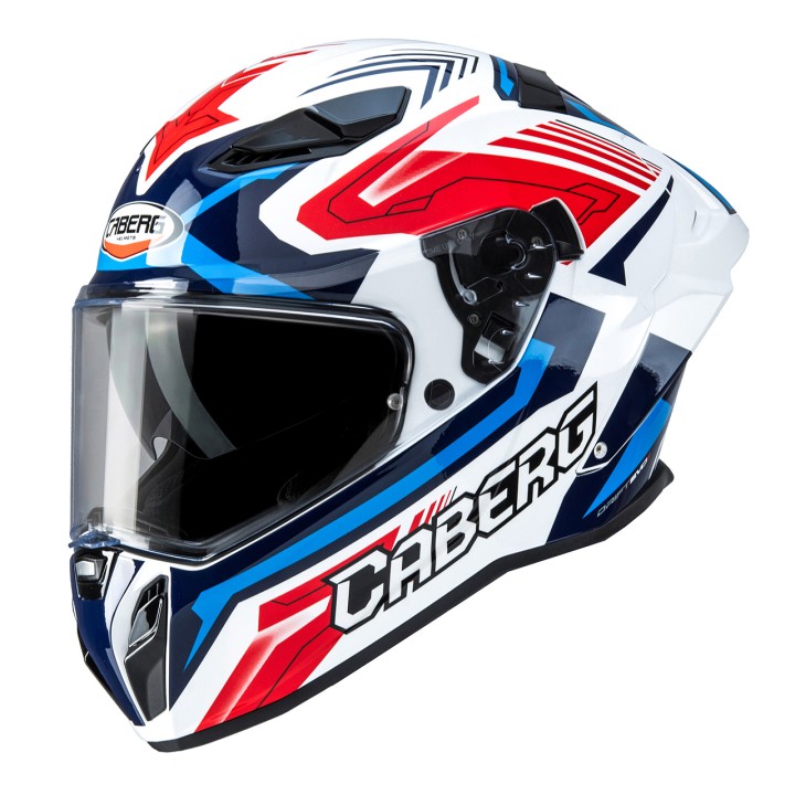 CABERG KASK INTEGRALNY Z BLENDĄ MODEL DRIFT EVO II JARAMA KOLOR BIAŁY/CZERWONY/NIEBIESKI ROZMIAR M (PINLOCK W ZESTAWIE)